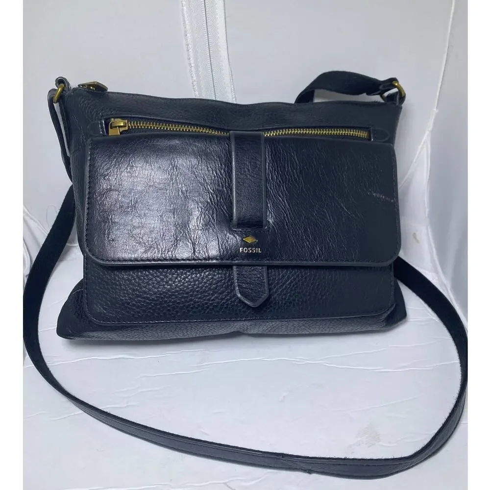 Fossil black leather Crossbody VTG
